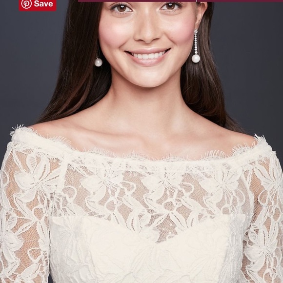 Off the Shoulder Long Sleeve Lace Draped Gown ❤️ - Picture 3 of 8